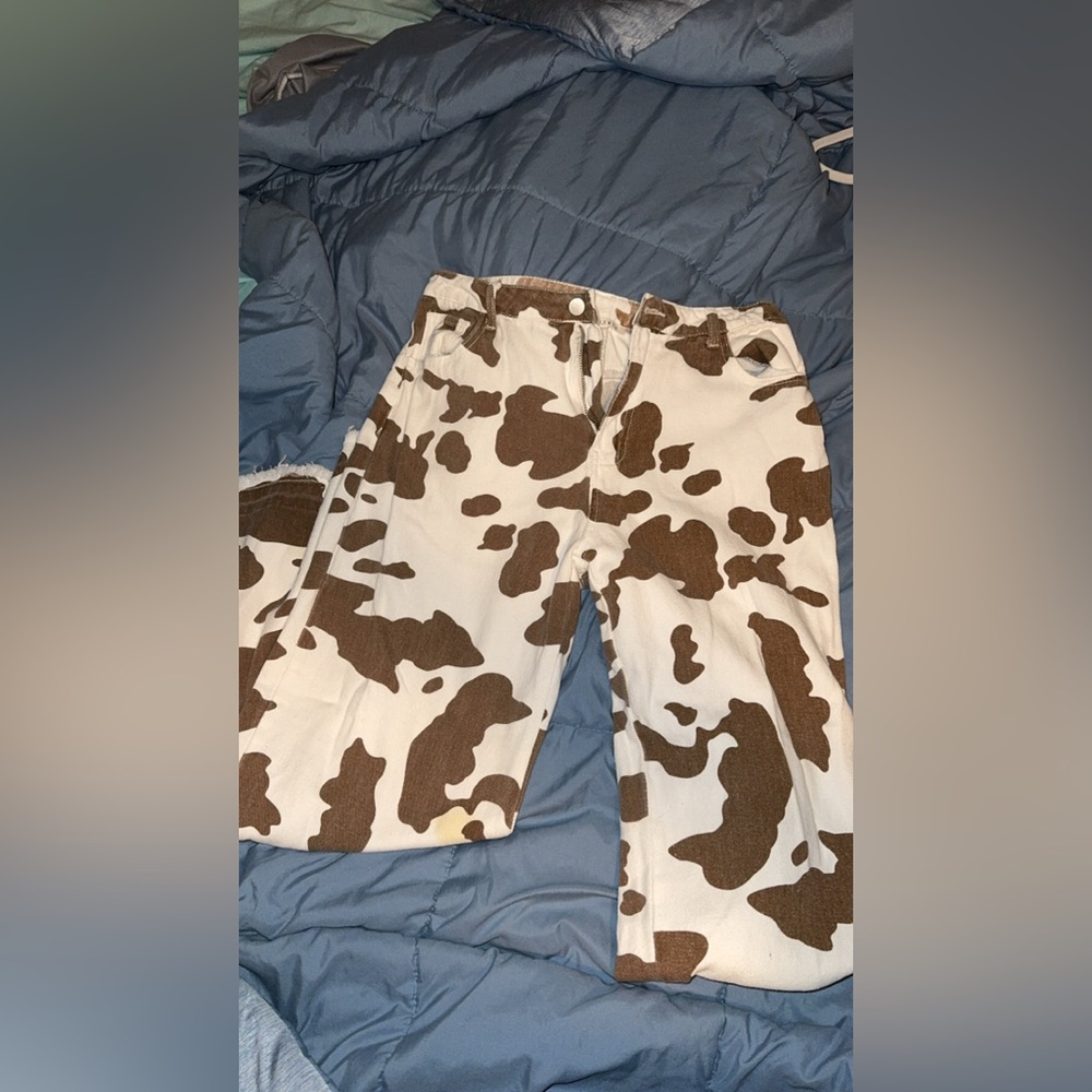 Cow Print Brown and White Pants